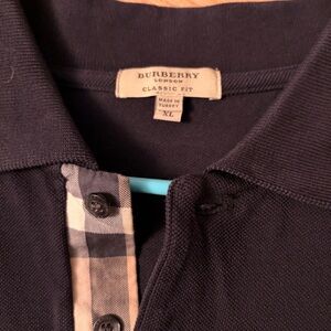 Burberry Black Polo Shirt with Check Accent